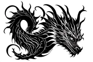 Dragon curled tattoo design idea