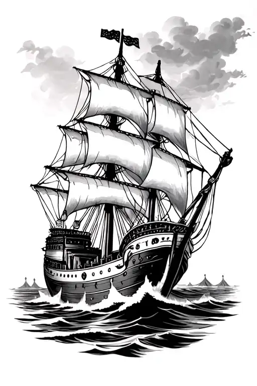 Black Pearl ship tattoo design idea
