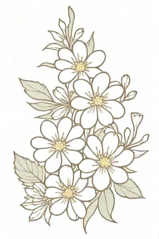 violet and chrysanthemium  flowers in a small bunch, fine line tattoo no color tattoo design idea