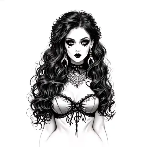 Goth Pinup Girl tattoo design idea