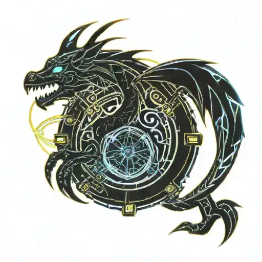 tribal dragon emerging tattoo design idea