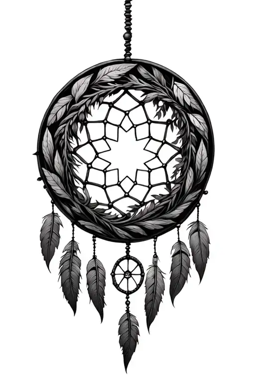 willow tree inside dream catcher tattoo design idea