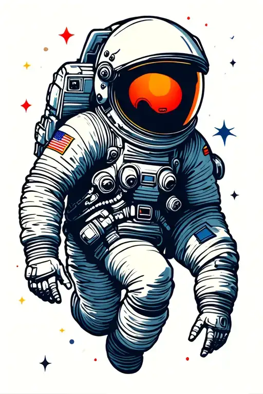 astronaut floating in space tattoo design idea