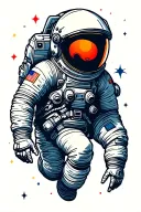 astronaut floating in space tattoo design idea