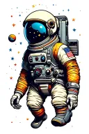 astronaut floating in space tattoo design idea