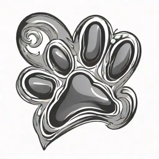 paw print on a heart shape tattoo design idea