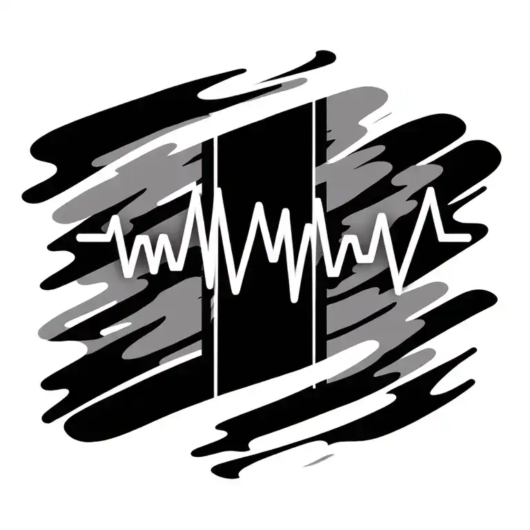3 individiual waveforms of heartbeat placed vertical tattoo design idea