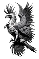 A phoenix but the tail joins to the wing of a hawk a joined bird tattoo tattoo design idea