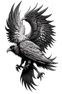 A phoenix but the tail joins to the wing of a hawk a joined bird tattoo tattoo design idea