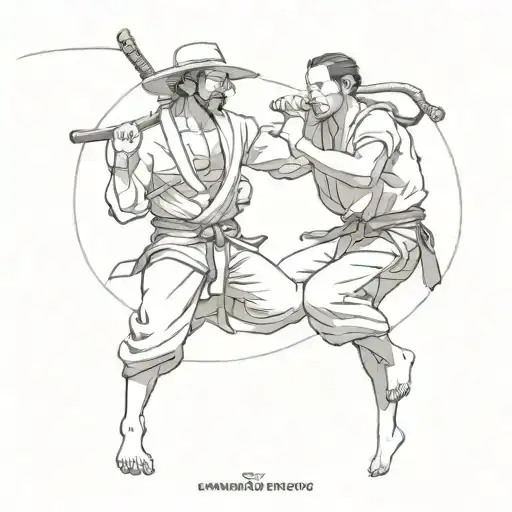 jiu jitsu and law one piece tattoo design idea