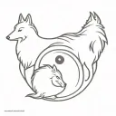 yin and yang Light persan and a black sheltie tattoo design idea