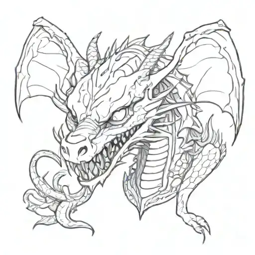 toothless dragon with electroencephalogram   tattoo design idea