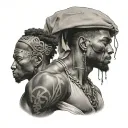 black American man with scar but deep within he’s a warrior with god pride tattoo design idea
