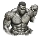 black American man with scar but deep within he’s a warrior with god pride tattoo design idea