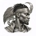 black American man with scar but deep within he’s a warrior with god pride tattoo design idea