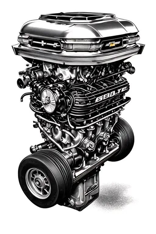 Chevy 302 v8 engine tattoo design idea