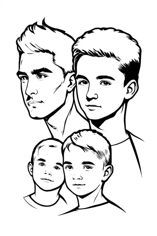 dad and two sons tattoo design idea