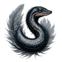 eel covered in feathers  tattoo design idea