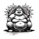 small fat Buddha happy tattoo design idea
