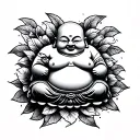 small fat Buddha happy tattoo design idea