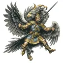 Cossack piercing a double-headed eagle with a spear with a trident tattoo design idea