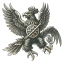 Cossack piercing a double-headed eagle with a spear with a trident tattoo design idea