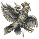 Cossack piercing a double-headed eagle with a spear with a trident tattoo design idea