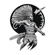 ghana warrior battling tattoo design idea