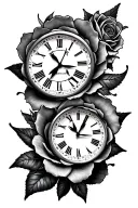 sharks clock roses intertwined tattoo design idea