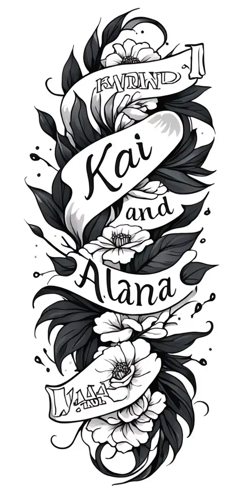 "Kai and Alana " I want a tattoo that represents my kids names in them tattoo design idea