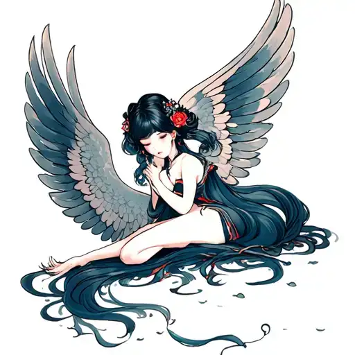 Sew my wings, I will freeze, and you will lie on me with dust (dust on me) blocked us and there is nothing to save, everything was forgotten tattoo design idea