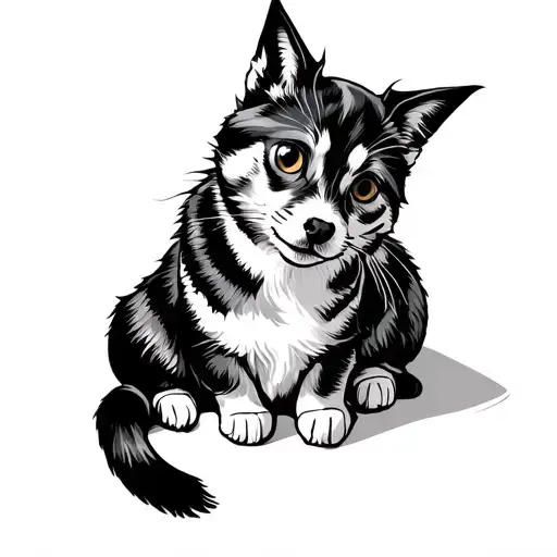 outline of Philippines stray dog and cat representation of their aloness tattoo design idea