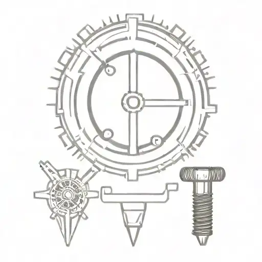Spark plug, piston, gears, compass tattoo design idea