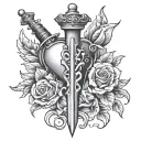 dagger and heart tattoo design idea