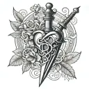 dagger and heart tattoo design idea