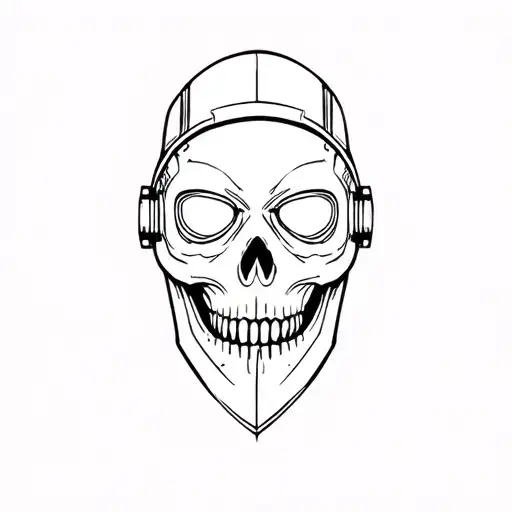 skull and welding mask tattoo design idea