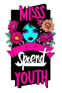 "Miss spent youth" "Miss spent youth" sexy woman flowers geometric futuristic unmasking blacks neon colours full coverage  tattoo design idea
