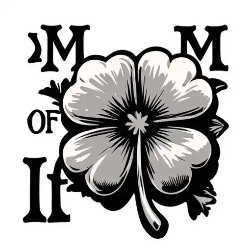 Clover 4 sheets with initials m and m shaft of life tattoo design idea