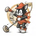 Felix the Cat Golfer swinging a club tattoo design idea