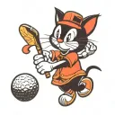 Felix the Cat Golfer swinging a club tattoo design idea