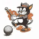 Felix the Cat Golfer swinging a club tattoo design idea