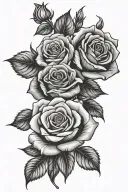 3-4 Roses lined tattoo design idea