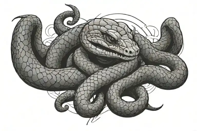 Yuri the snake fighter tattoo on the chest can be tattoo design idea