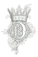 the letter T and R with a crown above it on the left tattoo design idea