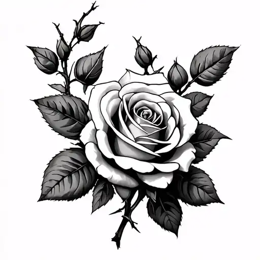 roses and barb wire tattoo design idea