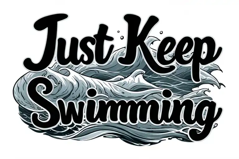 Just Keep Swimming waves tattoo design idea