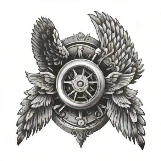 wings and wheel tattoo design idea