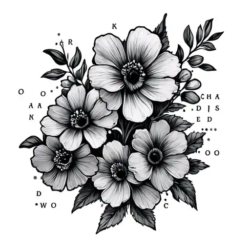 word polo with flowers in morse code tattoo design idea