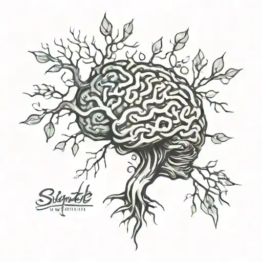 brain stem roots Mother Earth tattoo design idea
