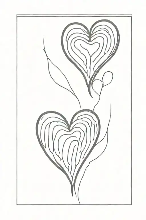 two fingerprint hearts, fineline, sunshine, ohne line, ornament tattoo design idea